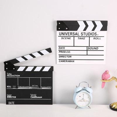Black and White Director's Clapboard - Bilingual Wooden Prop for Photography and Film Sets