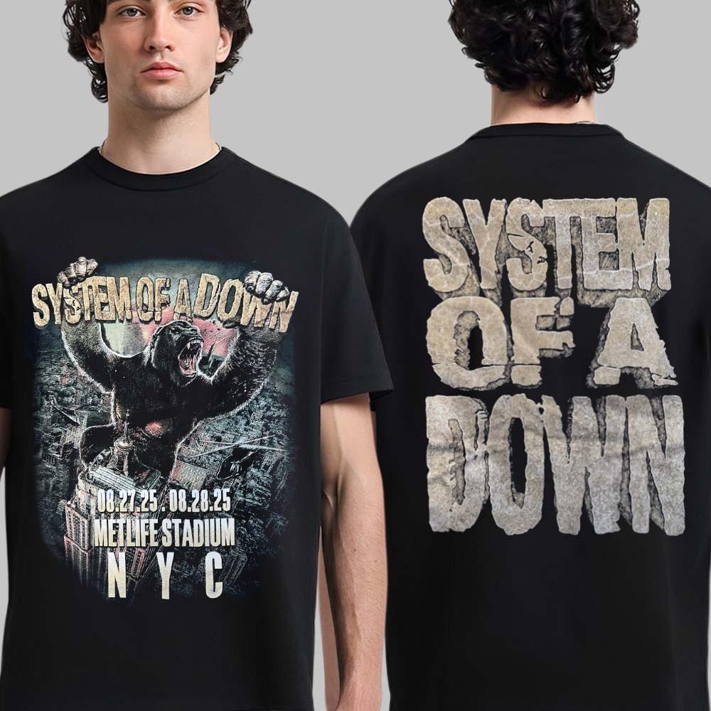System Of A Down Нью-Йорк 2025 Стадион Metlife 27 28 августа Унисекс Унисекс Футболка L