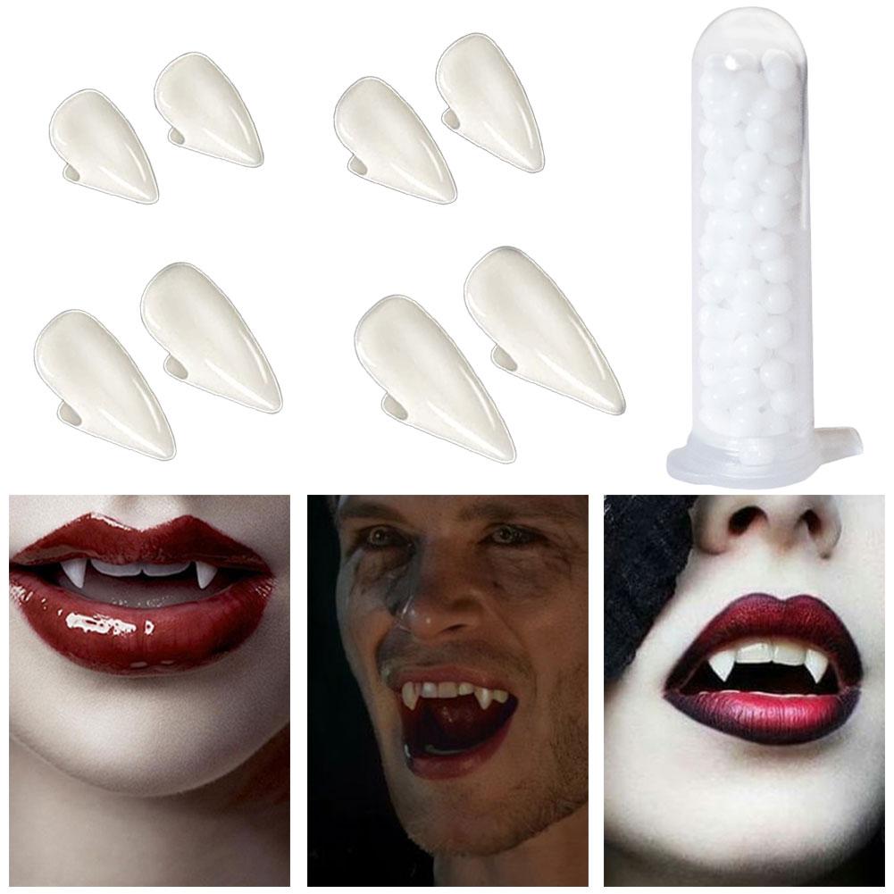 Halloween Vampire Dentures Prop with Teeth Glue Vampire Teeth Cosplay Props Resin Vampire False Teeth for Party Costume DIY
