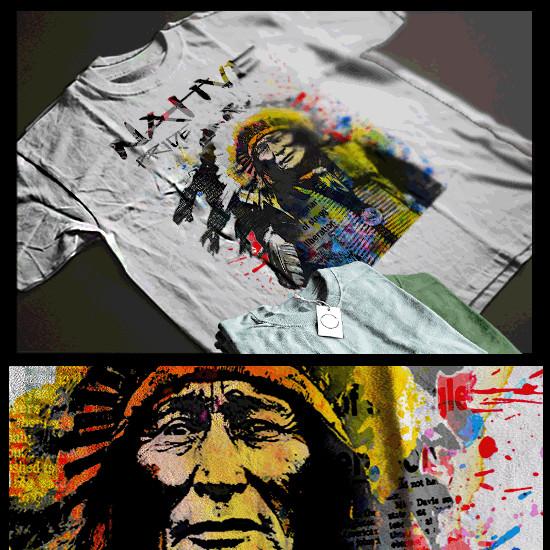 

Native American Indian Abstract Art Indigenous Warrior Chief Headress II Unisex T-Shirt XXXXL
