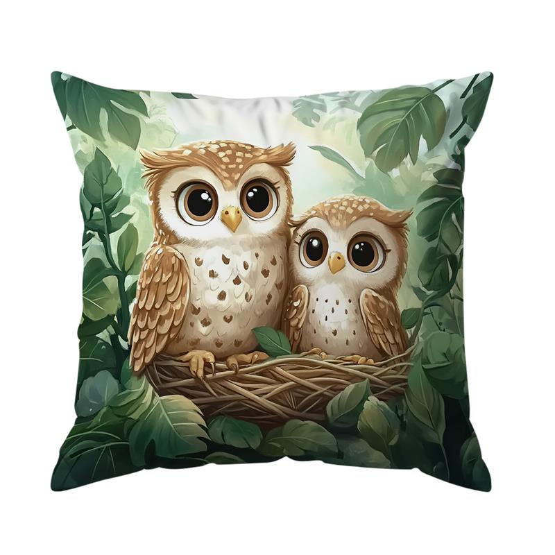1 Pc Owl Pattern Pillowcase Throw Pillow Cushion Cover Seat Car Home Decor Sofa Bed Halloween Decorative Pillowcase 45X45Cm