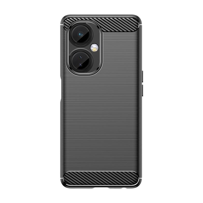 Silicone Soft Carbon Fiber Phone Case for OnePlus N30 & Nord CE3 Lite & Ace 2V with Shockproof Stand Holder For Oneplus n30 чёрный
