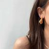 Fashion Minimalist 925 Silver Needle Asymmetrical Hollow Special-Interest Design Fancy Gold Plated Ins Geometric Glossy Large Earrings
