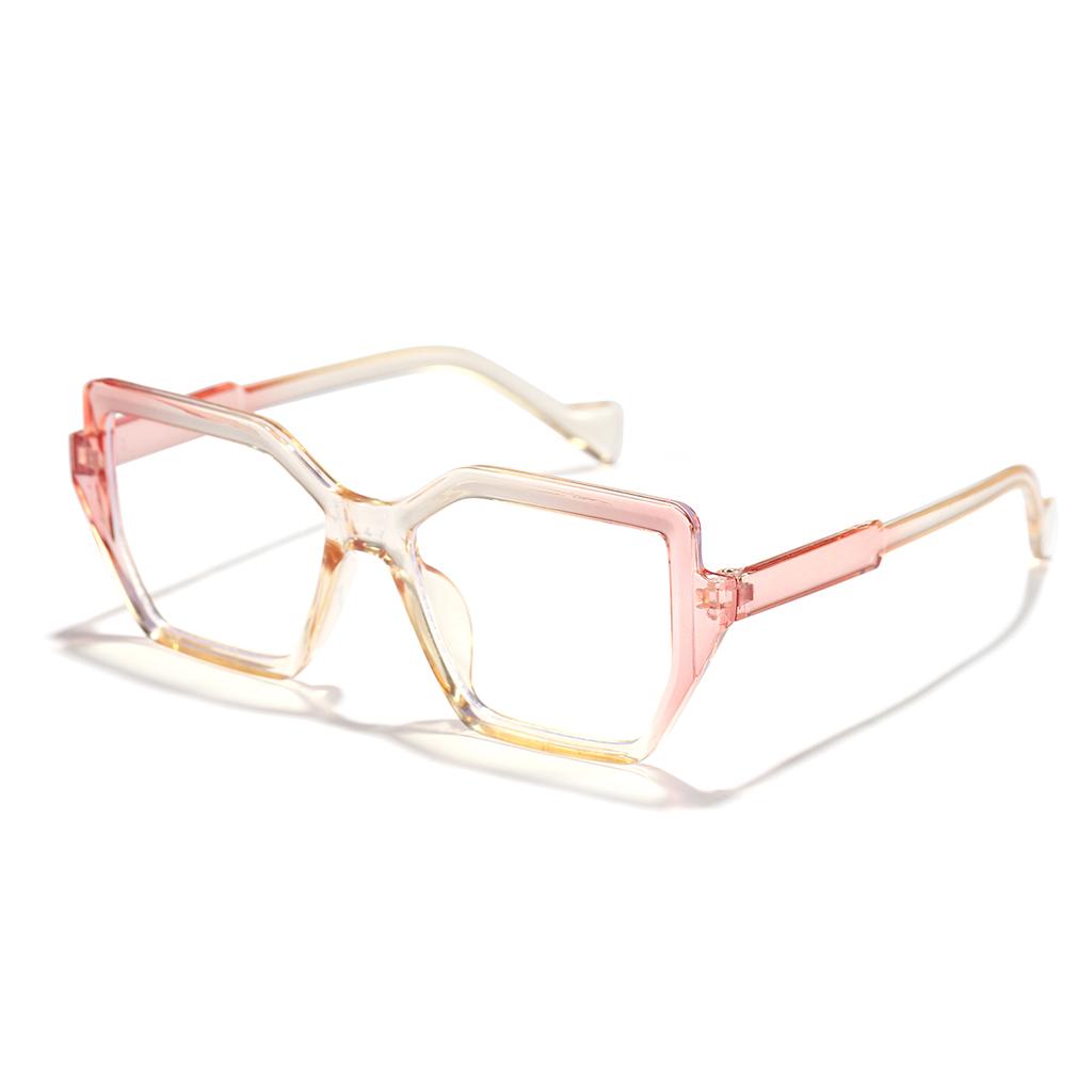 Vaneasel 1pc women's large frame trapezoidal gradient color trend fashion anti-blue light glasses daily reading frame glasses