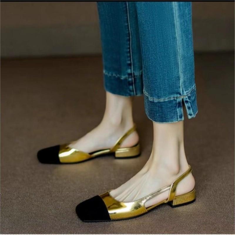 New summer mid-heel, simple back hollow, multicolor French high heels for women sandals C1218