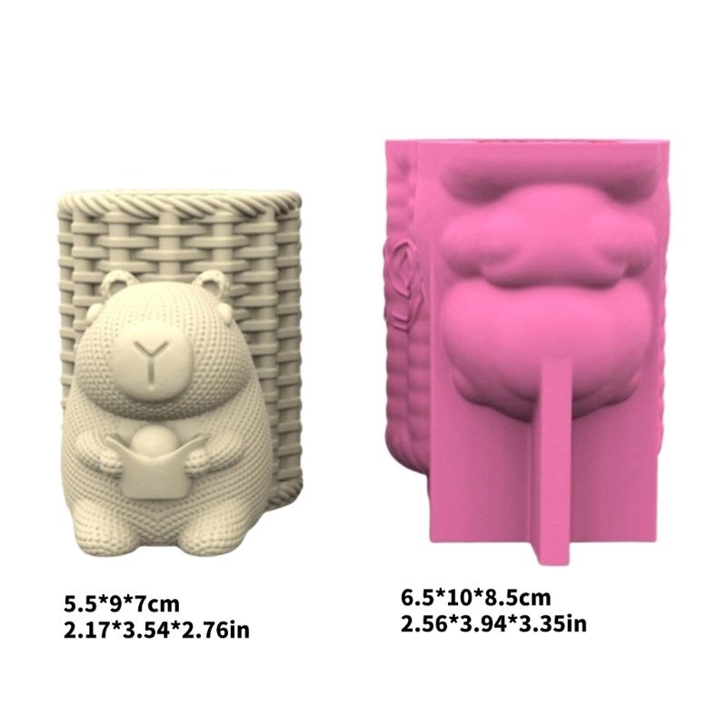 Creative Silicone Planter Mould Capybara Shape Silicone Texture for Making Unique Concrete Vases and Desk Pen Holders
