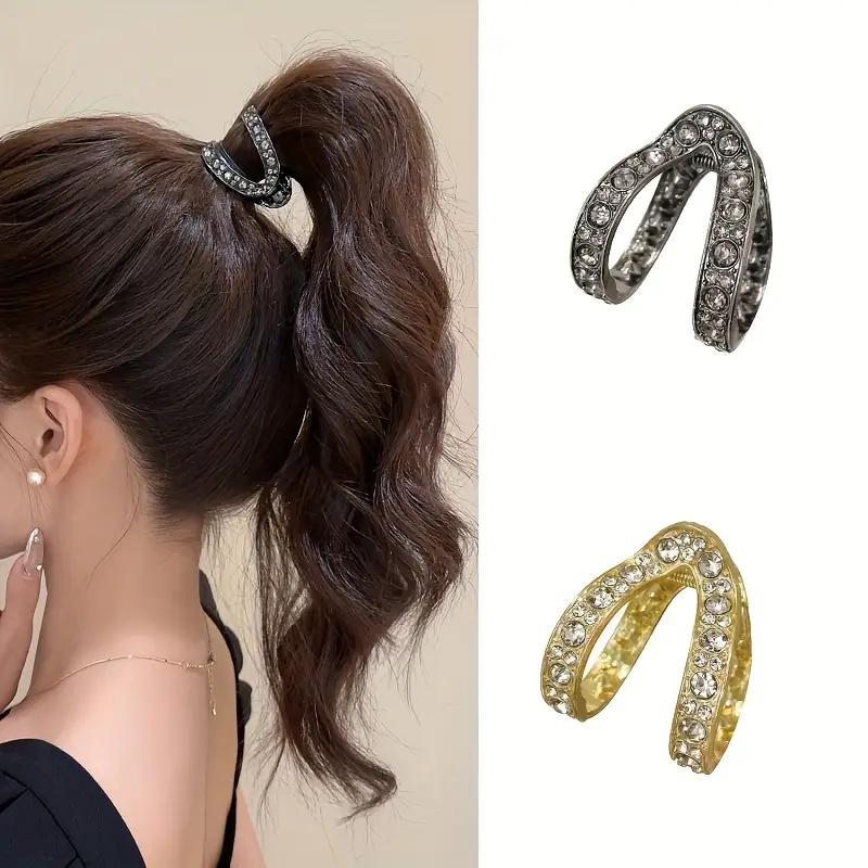 1PCS Elegant V-shaped Clip High Ponytail Fixed Artifact Shark Clip Ball Head Hollow Design Hairpin Female Hairpin Female
