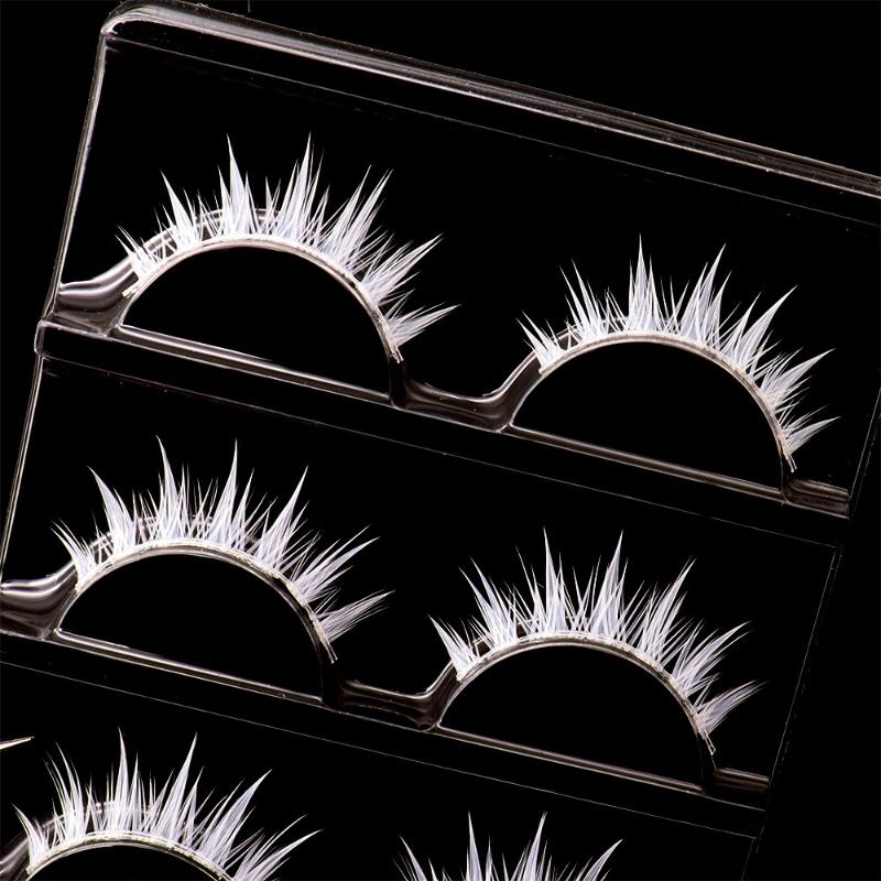 3Pairs Cross Strip White Eyelashes for Cosplay Makeup Natural Looking Long Lashes