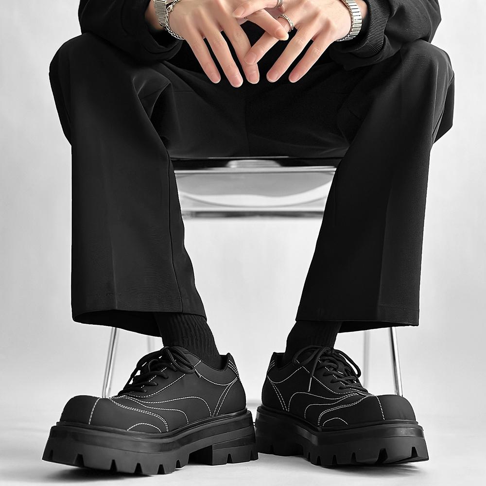 Hohe Qualität 2024 Frühling Neu Streetstyle Schwarz Teenager Männer Lederschuhe Täglich Lässig Bankettkleid 5cm Erhöhungseffekt