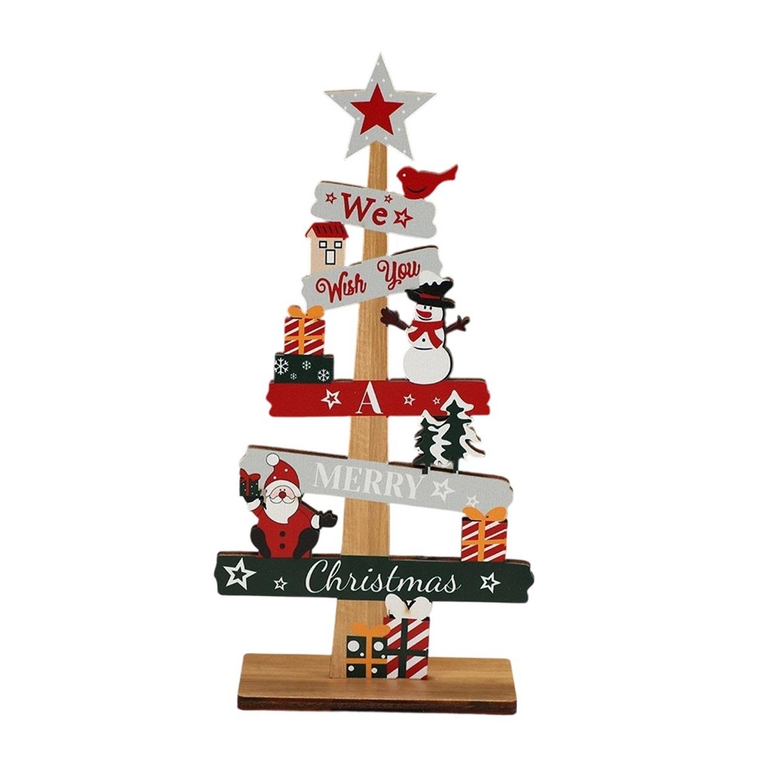 

Christmas Tree Wooden Desktop Ornaments Christmas Decorations Santa/ Claus Snowman Party Gifts One Size белый