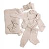 Autumn & Winter Baby Girls Long-Sleeved Sweater and Pants Set with Ruffle Knit Cardigan, Outerwear & Headband, European & American Style