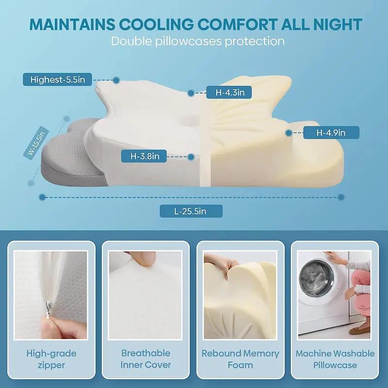 Odorless Orthopedic Pillow For Neck And Shoulder Pain Memory Foam Neck Pillow Ergonomic Sleeping Cervical Pillow