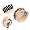 4 Inch Wooden Hand Tambourine with Metal Single Row Jingles Polyester Drum