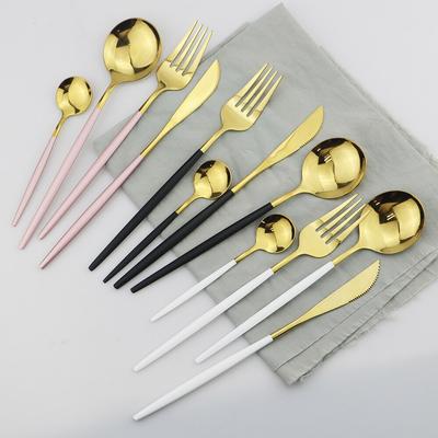 4-teiliges buntes Geschirr aus 18/0 Edelstahl, Besteck, Regenbogen-Geschirrset, Messer, Gabel, Kaffeelöffel, Besteck, Küchengeschirr-Set