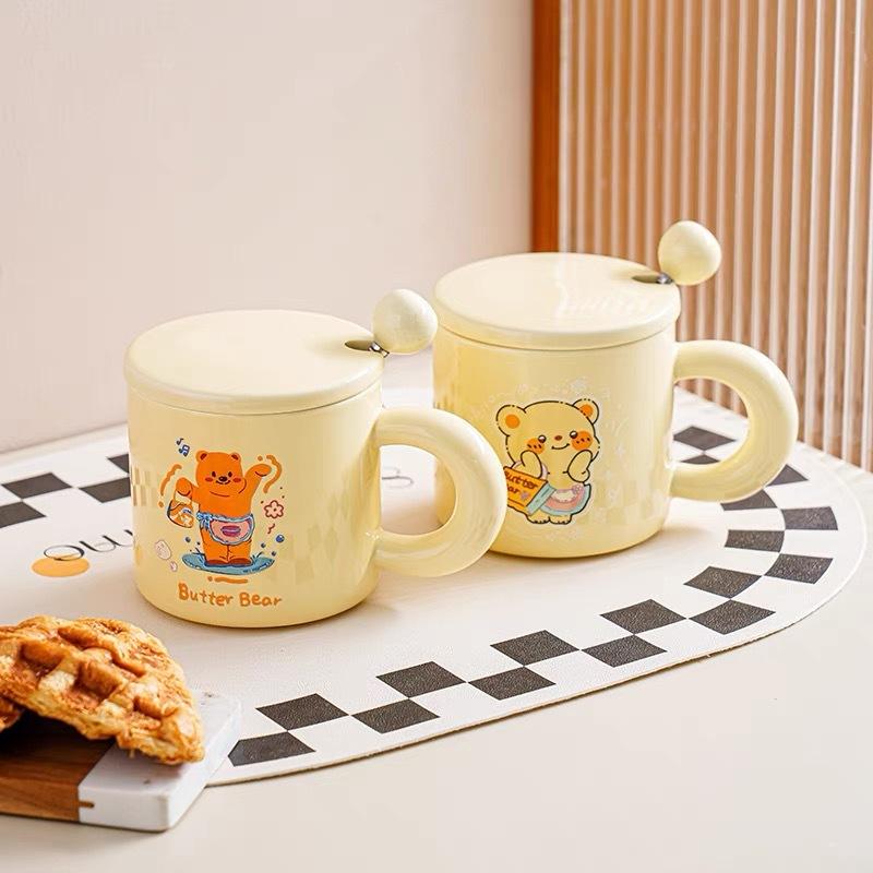 Cute Butter Bear Ceramic Mug Practical Birthday Gift for Friends Sisters and Besties