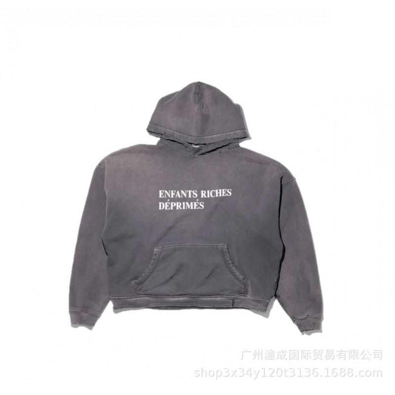 Unisex Distressed Washed Cotton Hoodie With Graphic Print Loose Fit Streetwear Sweatshirt Men Women