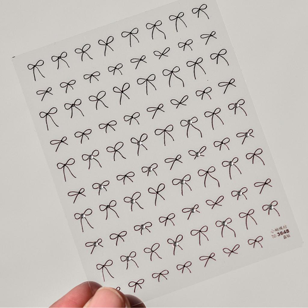 5D Sparkle Clear Diamonds Colorful Thin Little Bow Tie Bowknot Adhesive Nail Art Stickers Decals Manicure Ornaments Suppliers