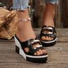 Fashion Women Summer Fashion Sandals Open Toe Wedge Hollow Metal Trend Decorative Versatile Sandals Thick Platform No Slip Shoes Women
