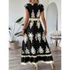 Women's Summer Ruffled Sleeves V-neck Waist-hugging Long Dress