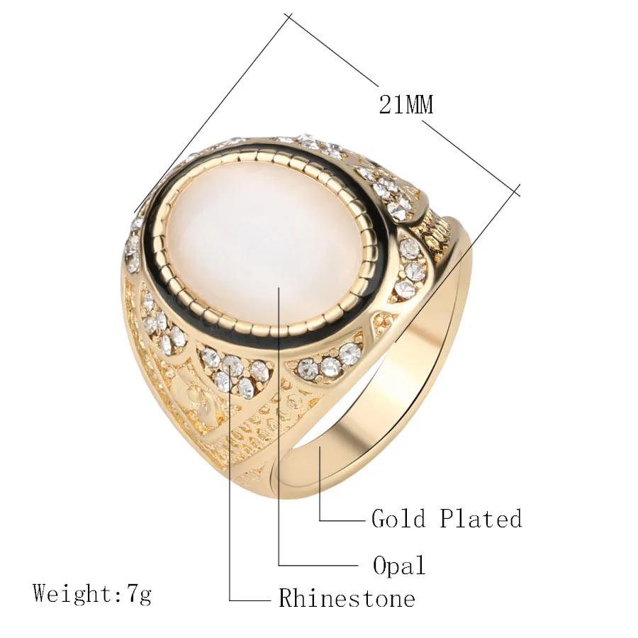 Fashion Gold Color Opal Engagement Ring Women Vintage  Mens Ring Anillos Mujer Anel Bagues Masculino