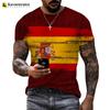 Summer Spain Flag 3D Printed T-shirt Men Harajuku Casual Oversized T Shirt Unisex Hip Hop Streetwear Cool Tops España