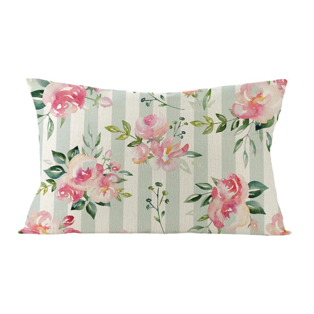 Rectangular Floral Plant Print Cushion Cover Sofa Chair Car Pillow Cover Decorative Sofa
