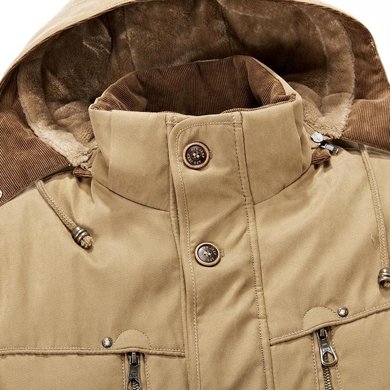 Winter Casual Thick Warm Military Jacket Men Snow Hooded Parka Coat
