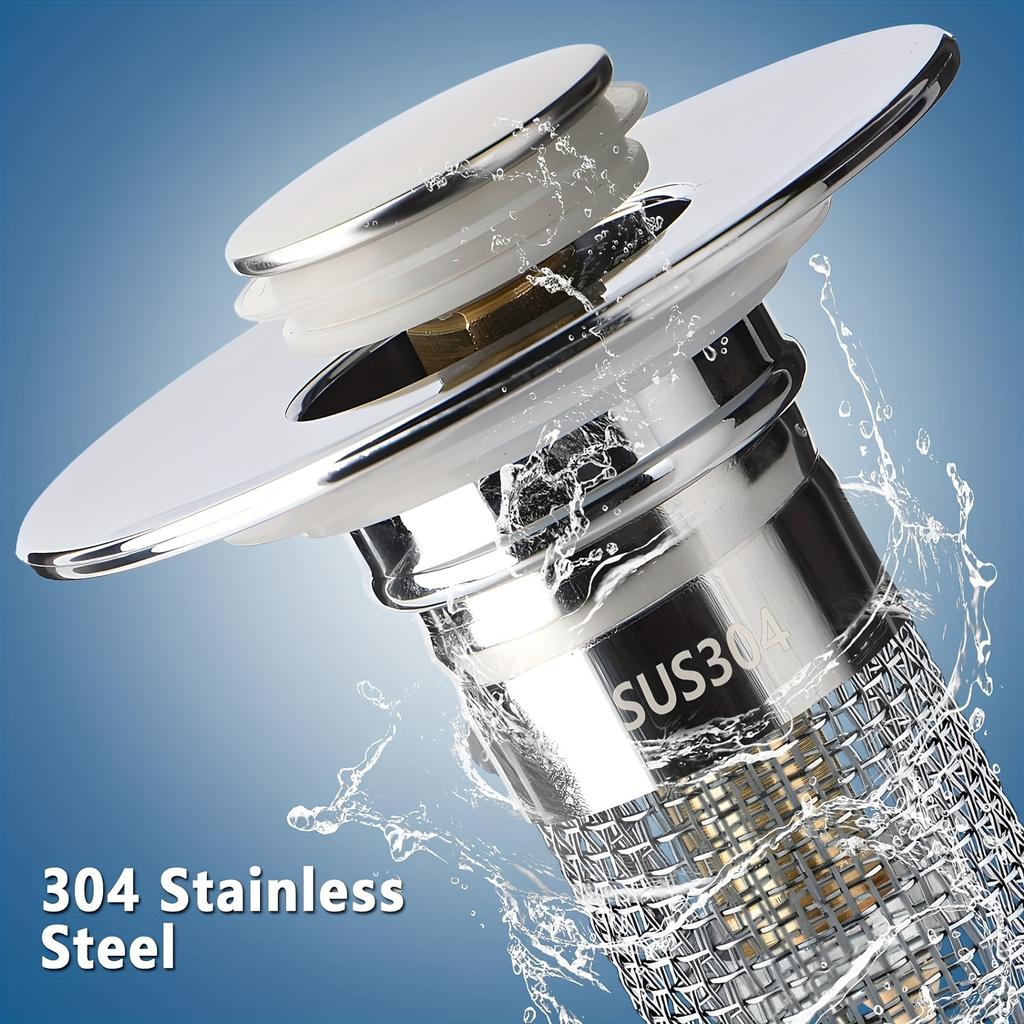 Steel Stainless Bathroom Popup 2pcs Sink Plug With Hair Filterdrain Screen 304 Stainless Steel Suitable For 11129 Inch Sewers