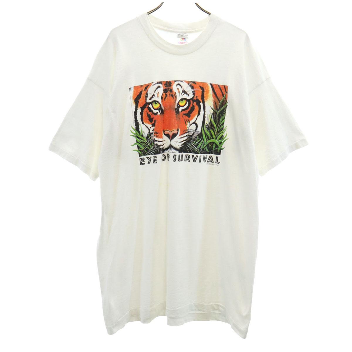 

FRUIT OF THE LOOM 90s Made in USA Old Tiger Print Short sleeve T-shirt Men s Used