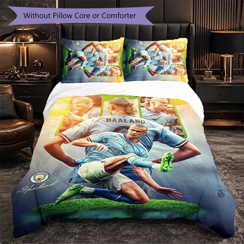 Biancheria da Letto a Tema Erling Haaland Set 3 Pezzi Copripiumino Biancheria da Letto Decorativa Per Stanza Adolescenti Decorazione Casa