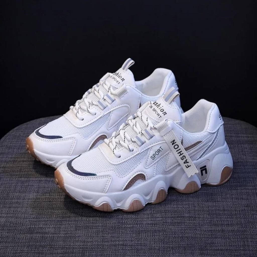 Scarpe da donna Sneakers alla moda con piattaforma in rete Scarpe in pelle Scarpe sportive casual traspiranti Socofy Scarpe basse da donna
