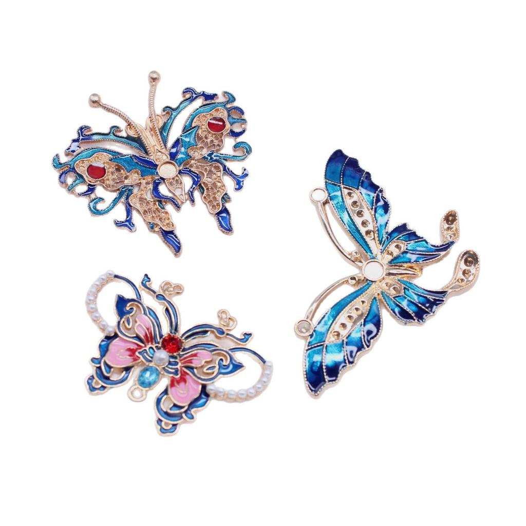 Colorful Cloisonné Enamel Butterfly Hanfu Hairpins & Hair Clips