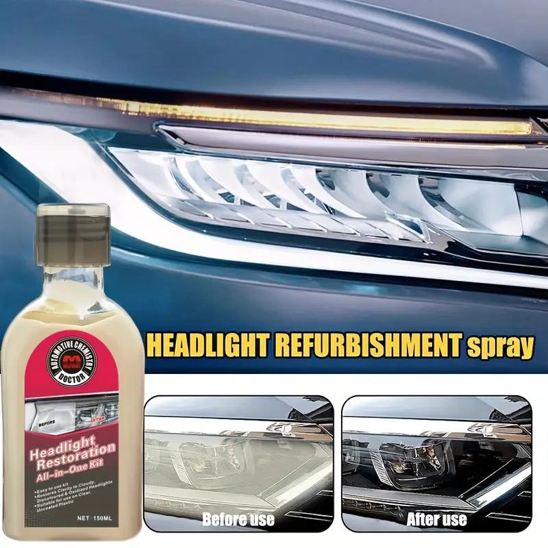 Headlight Restoration Kit | Scratch & Yellowing Remover with Polishing Wax | Anti-Fog & UV Protection for Plastic Lenses