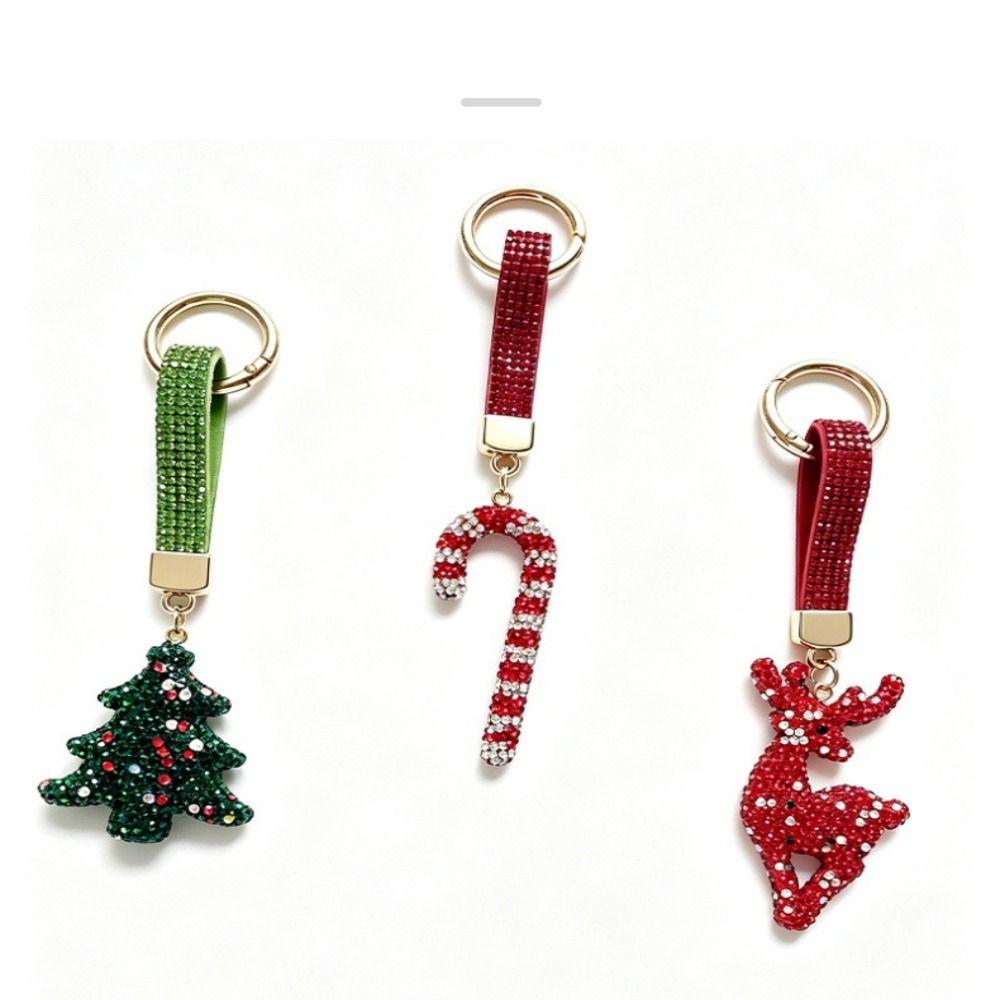 Christmas Tree Santa Claus Keychain Cane Metal Xmas Pendant Christmas Gifts