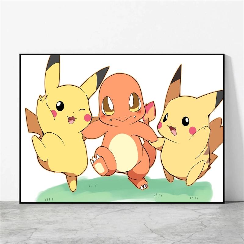 Anime Canvas Paintings Pokemon Ash Ketchum Pikachu Poster Wall Decorative Brings Endless Joy Show The Cozy Home Atmosphere
