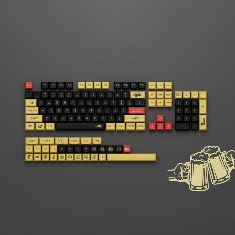 134-Key Keycap PBT DA Profile Keycaps For  61/87/96/98/104/108 Mechanical Keyboard Drunk Beer Personality for Key Caps