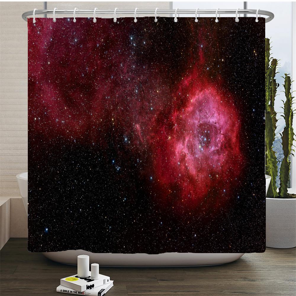 Moon Starry Sky Shower Curtain Midnight View Dreamy Mystic Bathroom Curtains Waterproof Fabric Home Decor Curtain With Hooks