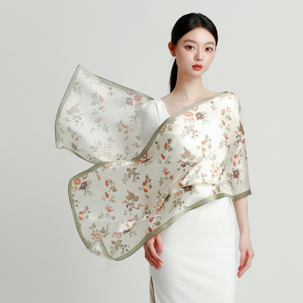 New 12 mm 100% mulberry silk fashionable and high-end shawl women's silk versatile silk scarf