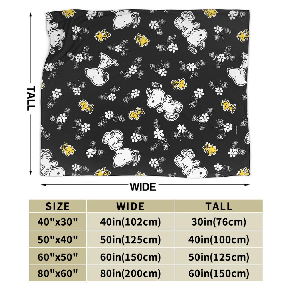 Snoopys & Woodstock Fun & Flowers Flannel Blanket Awesome Throw Blanket for Home Hotel Sofa 150*125cm Quilt,