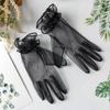 Fashion Ultra Thin Transparent Gauze Lace Full Finger Gloves Short Tulle Women Wedding Mesh Elastic Wrist Black