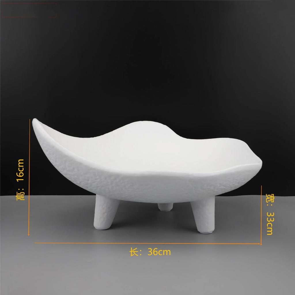Black and White Three Legged Irregular Resin Decorative Tray, Fruit Tray, Living Room Desktop Storage Container, Home Decoration