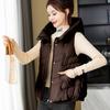 Autumn and winter down cotton vest women's short student hooded vest warm and thin vest jacket