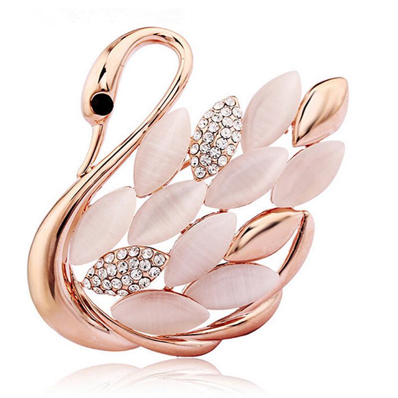 Korean Style Cat s Eye Swan Brooch Scarf Buckle Lapel Pin Elegant Fashion Accessory Other
