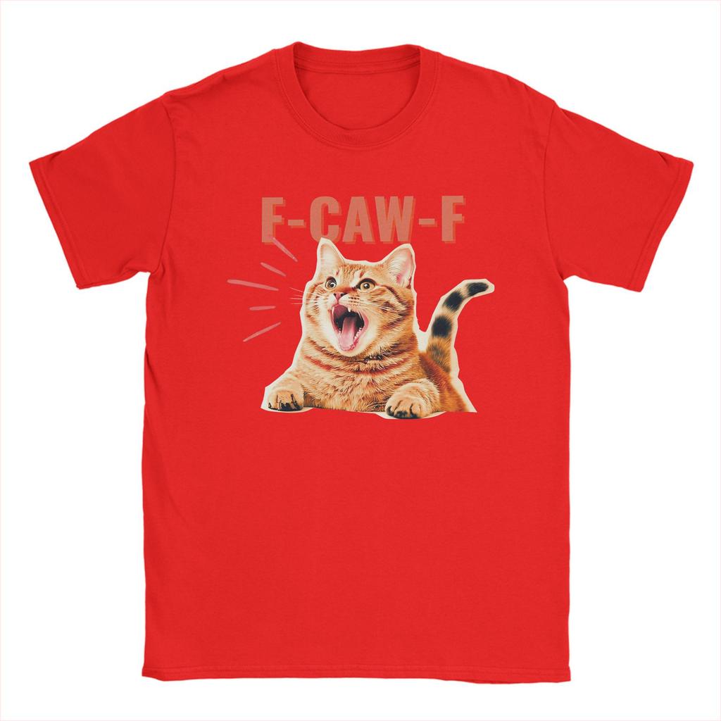 Vintage Funny F-Caw-F Cat Meme T-Shirts Men Round Neck Pure Cotton T Shirt Short Sleeve Tees Original Clothing