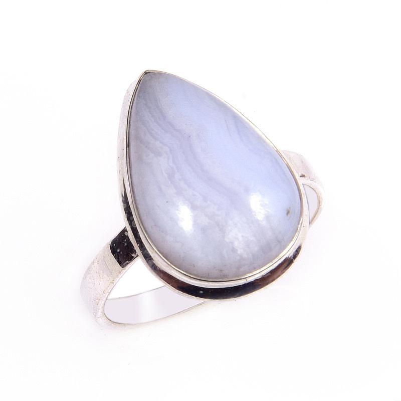 Natural Blue Lace Agate Gemstone 925 Solid Sterling Silver Gift Ring S.10 R2J33