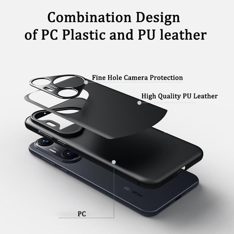 KEYSION PU Leather Case for Huawei Pura 70 Ultra P70 Pro+ Plastic Camera Protection Phone Cover for Huawei Mate 60 Pro 50 40 Pro