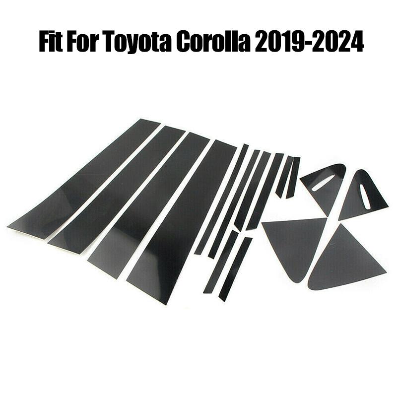 16 ks Leštěné sloupky dveří auta Kryt lišty oken Stylingová samolepka pro Toyota Corolla 2019-2024 Příslušenství Auto Vnější díly
