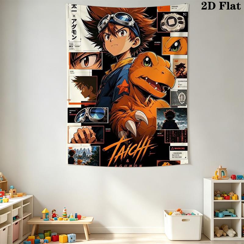 Digimon Heroes Epic Battles Await Tapestry Fashion Print Background Cloth Wall Covering Decoration Atmospheric Background Cloth Home Decor