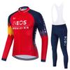 Winter Cycling Kit Thermal Fleece Long Sleeve Jersey Bib Pants Set Road Bike Outdoor Ride