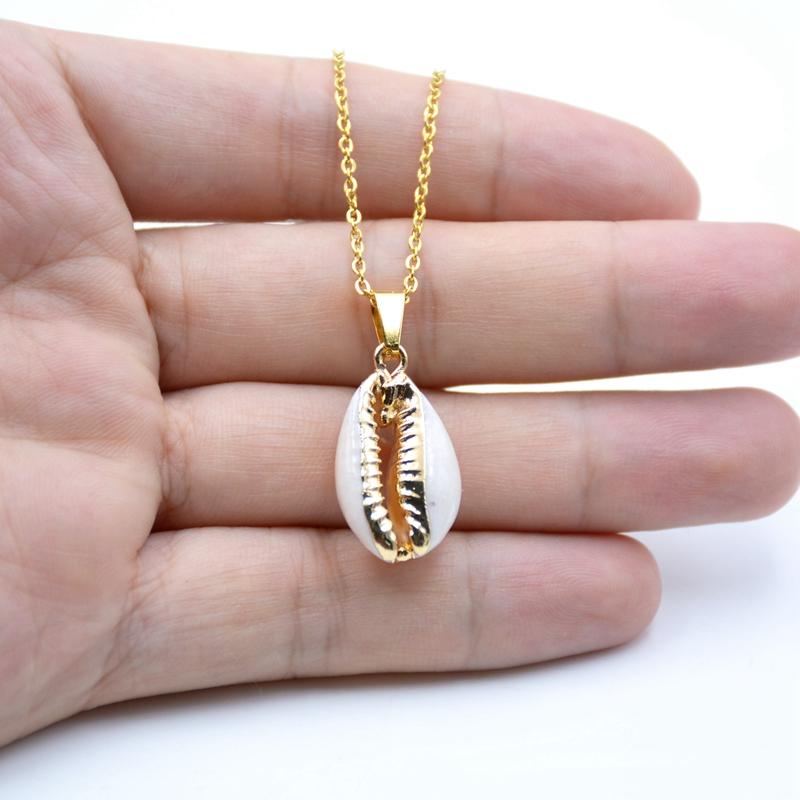 Choker Necklace Earrings Set Gold  Hawaii Bead Shell Pearl Fashion Jewellery Natural Plated Seashell Pendant for Women